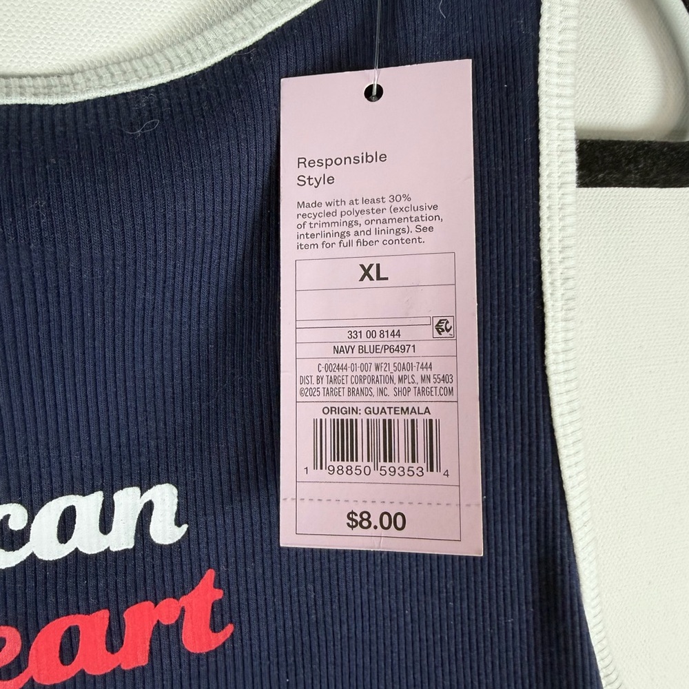 Wild Fable Tank Top Graphic "All American Sweetheart"
Ribbed - Navy Blue - XL - Picture 4 of 9